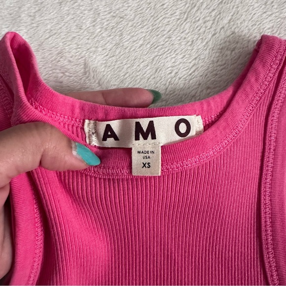 AMO Muscle Tank Ribbed Midi Dress in Pink Size XS - Picture 9 of 15